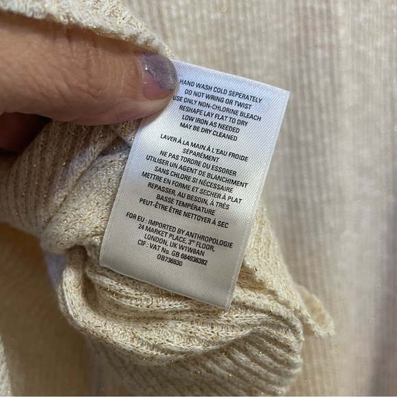 ANTHROPOLOGIE Postmark Orley Ruffled Cowlneck Ivory M/ L - Picture 11 of 11